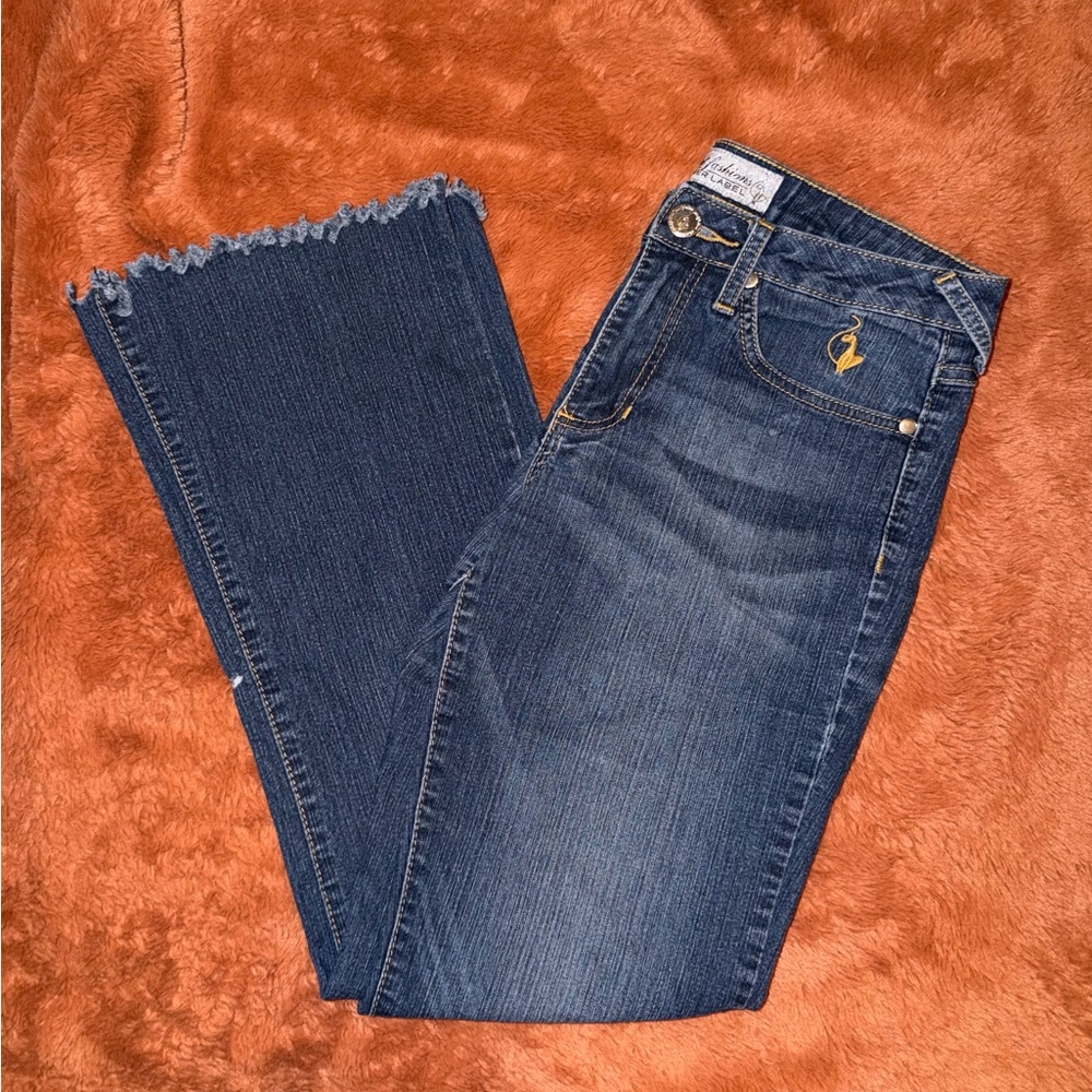 Y2K Phat Fashions Silver Label Flare Jeans Womens Low Rise Bootcut Dark Wash